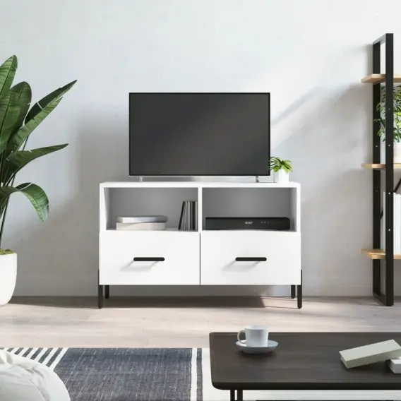 Łatwy zwrot Szafka pod TV, biała, 80x36x50 cm, materiał drewnopochodny Lumarko! - Hurtownia wielobranżowa Lumarko